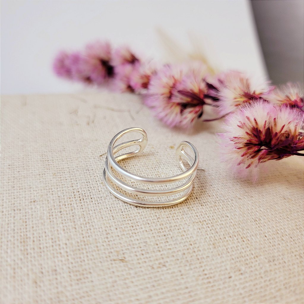 Anel minimalista aros ajustável em prata 925 – Arena Plata (imagem 4)