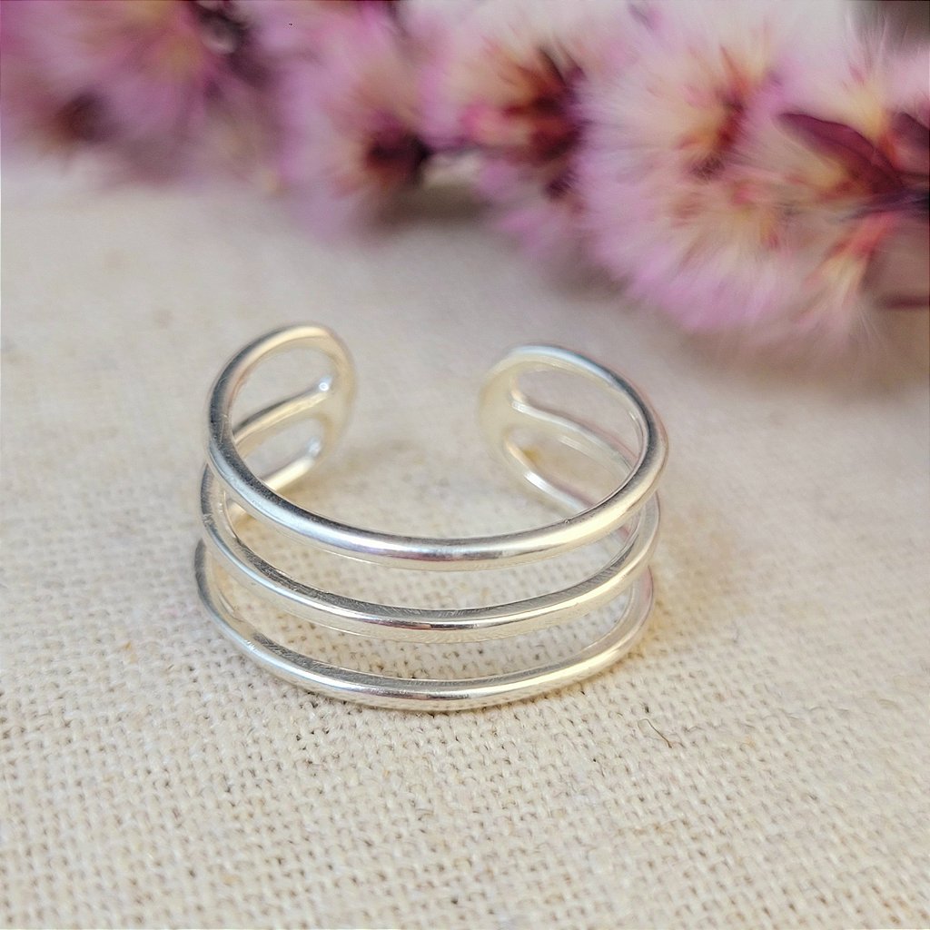 Anel minimalista aros ajustável em prata 925 – Arena Plata (imagem 3)