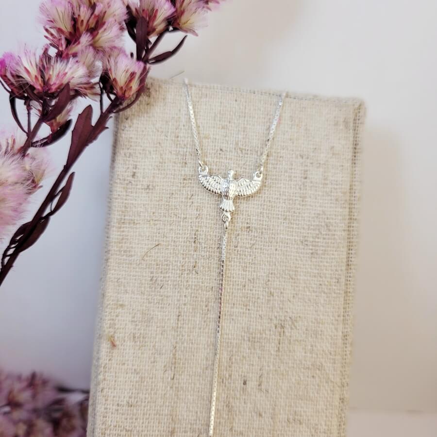 Gravatinha Espírito Santo com Crucifixo em prata 925 – Arena Plata