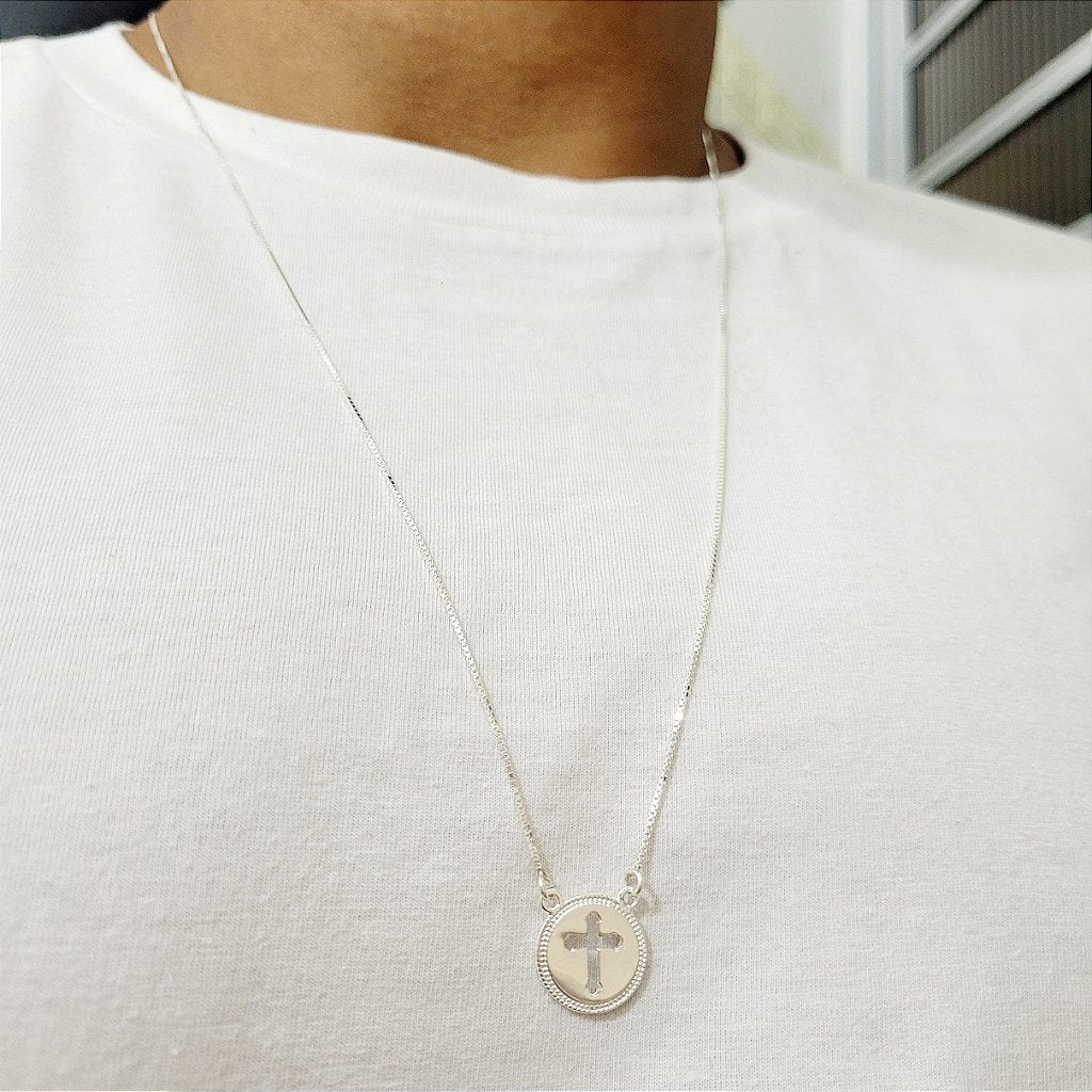 Escapulário Cruz e Nossa Senhora Aparecida em prata 925 – Arena Plata (imagem 1)