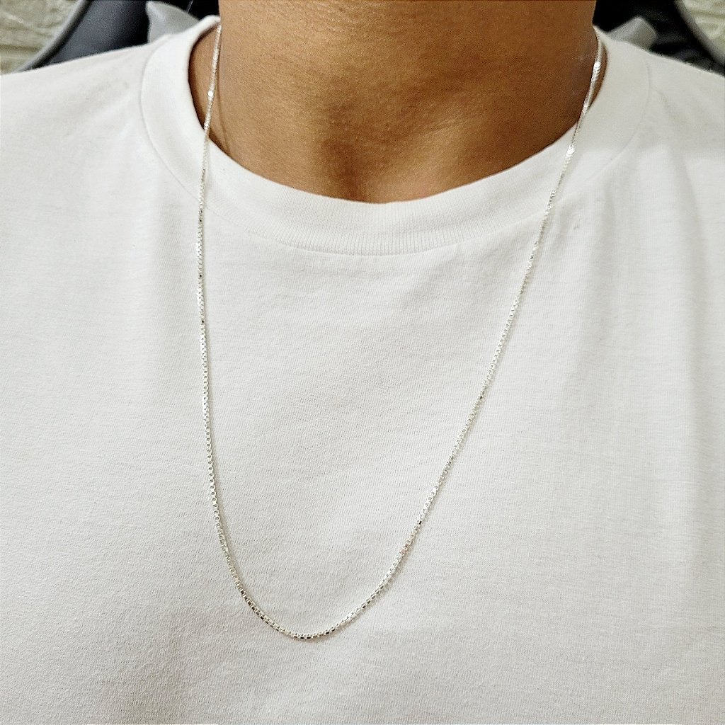 Corrente veneziana V28 prata 925 — look no pescoço