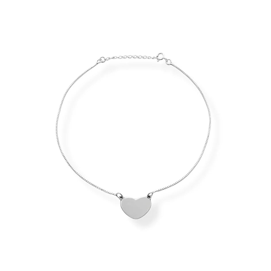 Tornozeleira de coração 23 cm em prata 925 – Arena Plata (imagem 2)