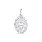 Pingente Medalha do Espírito Santo Cravejada com Zircônias em prata 925 – Arena Plata (imagem 1)