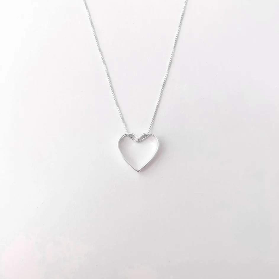 Colar coração vazado 45cm em prata 925 – Arena Plata (imagem 8)