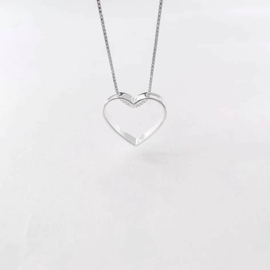 Colar coração vazado 45cm em prata 925 – Arena Plata (imagem 7)