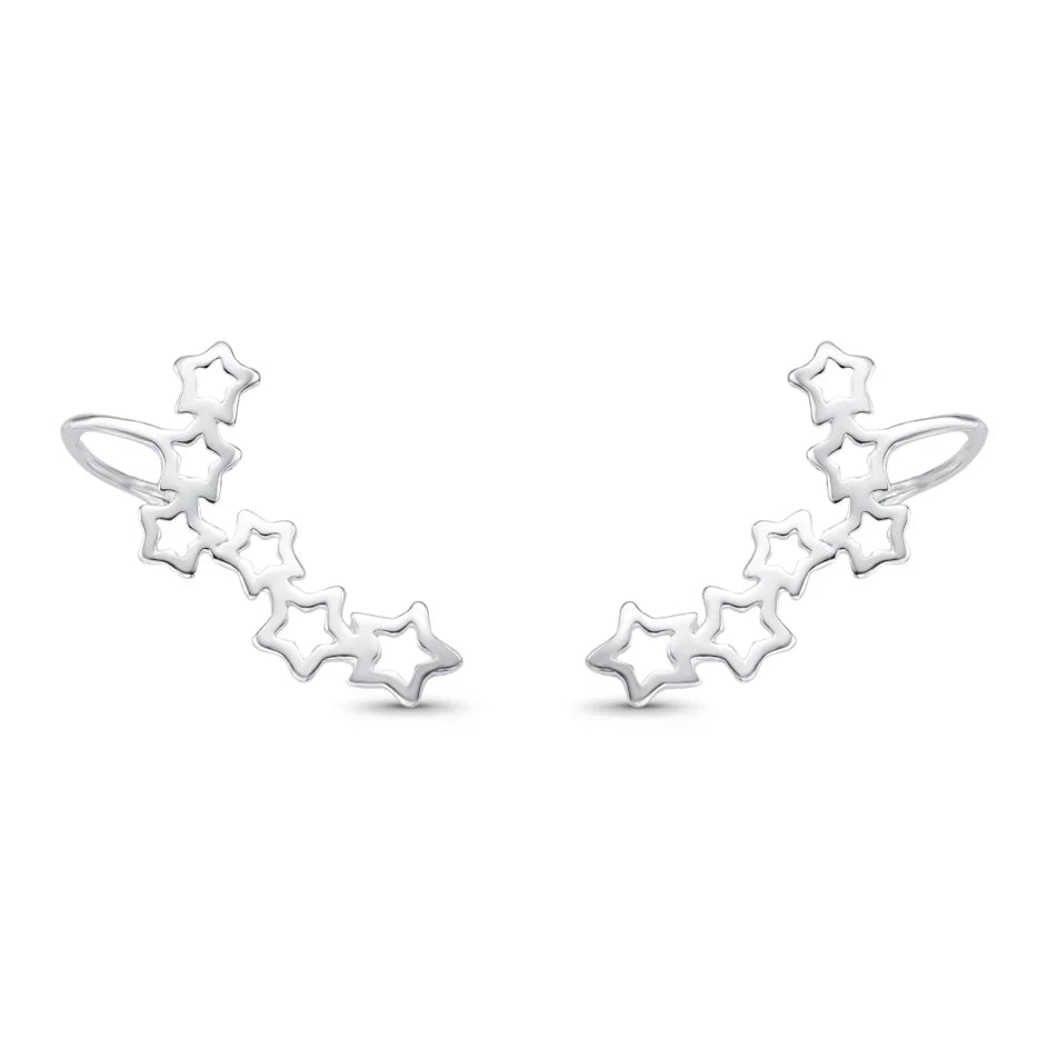 Brinco Ear Cuff de Estrelas Vazadas em prata 925 – Arena Plata (imagem 1)