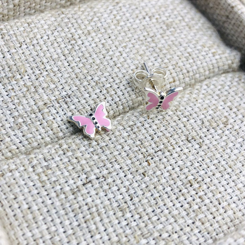 Brinco infantil borboleta rosa em prata 925 – Arena Plata (imagem 4)