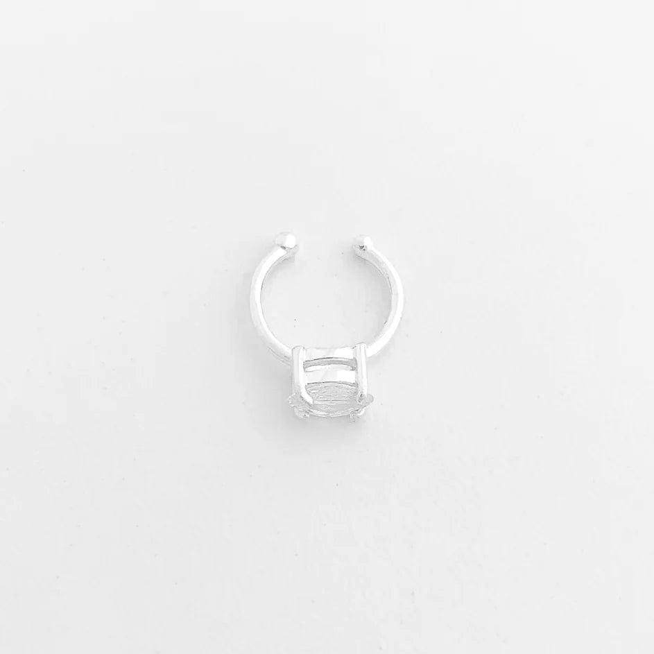 Piercing Fake zircônia retangular em prata 925 – Arena Plata (imagem 3)