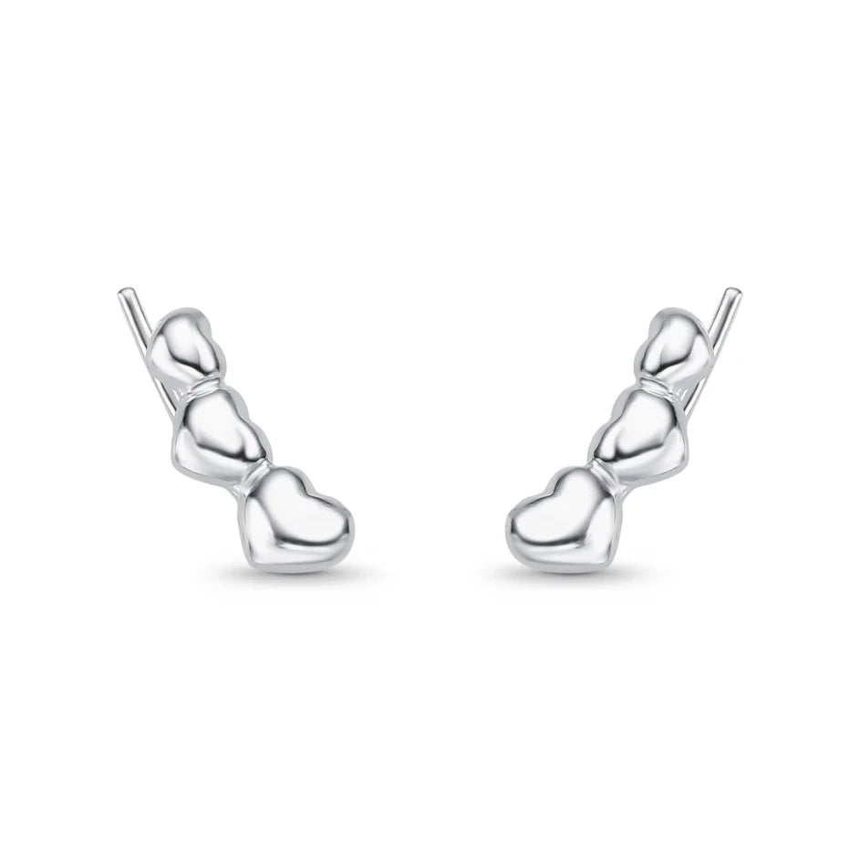 Brinco Ear Cuff 3 Corações em prata 925 – Arena Plata (imagem 1)