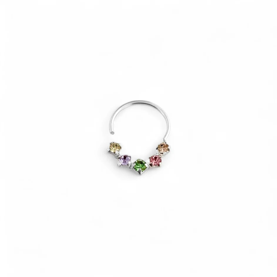 Piercing de Furo com Zircônia Colorida em prata 925 – Arena Plata (imagem 1)