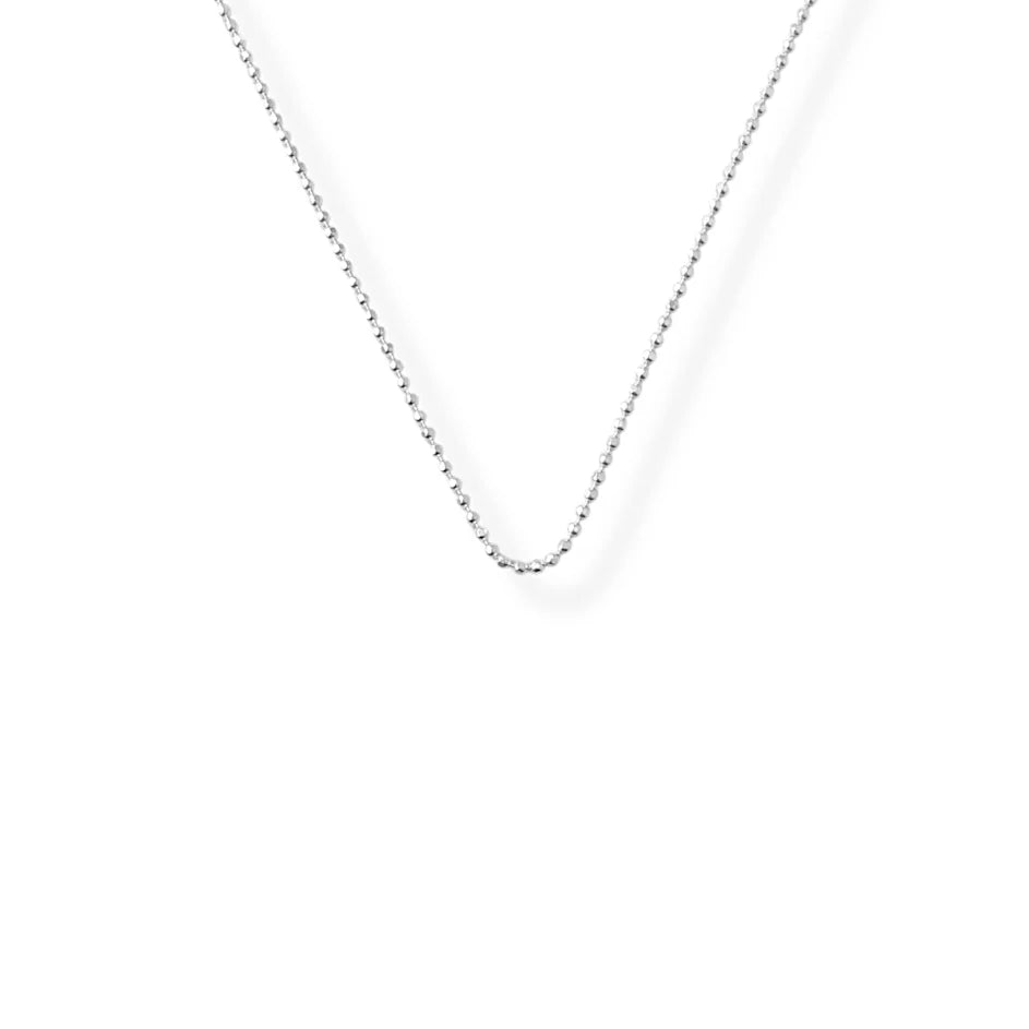 Corrente bolinha diamantada média 80cm prata 925