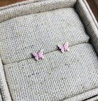 Brinco infantil borboleta rosa em prata 925 – Arena Plata (imagem 5)