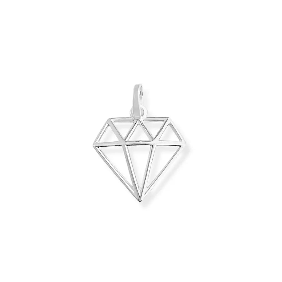 Pinegente com Formato de Diamante Vazado em prata 925 – Arena Plata (imagem 1)
