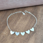 Pulseira 5 corações prata 925 — look no pulso