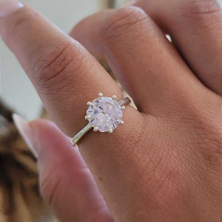 Anel Solitário com Zircônia e 8 Garras em Prata 925 – Arena Plata (imagem 2)