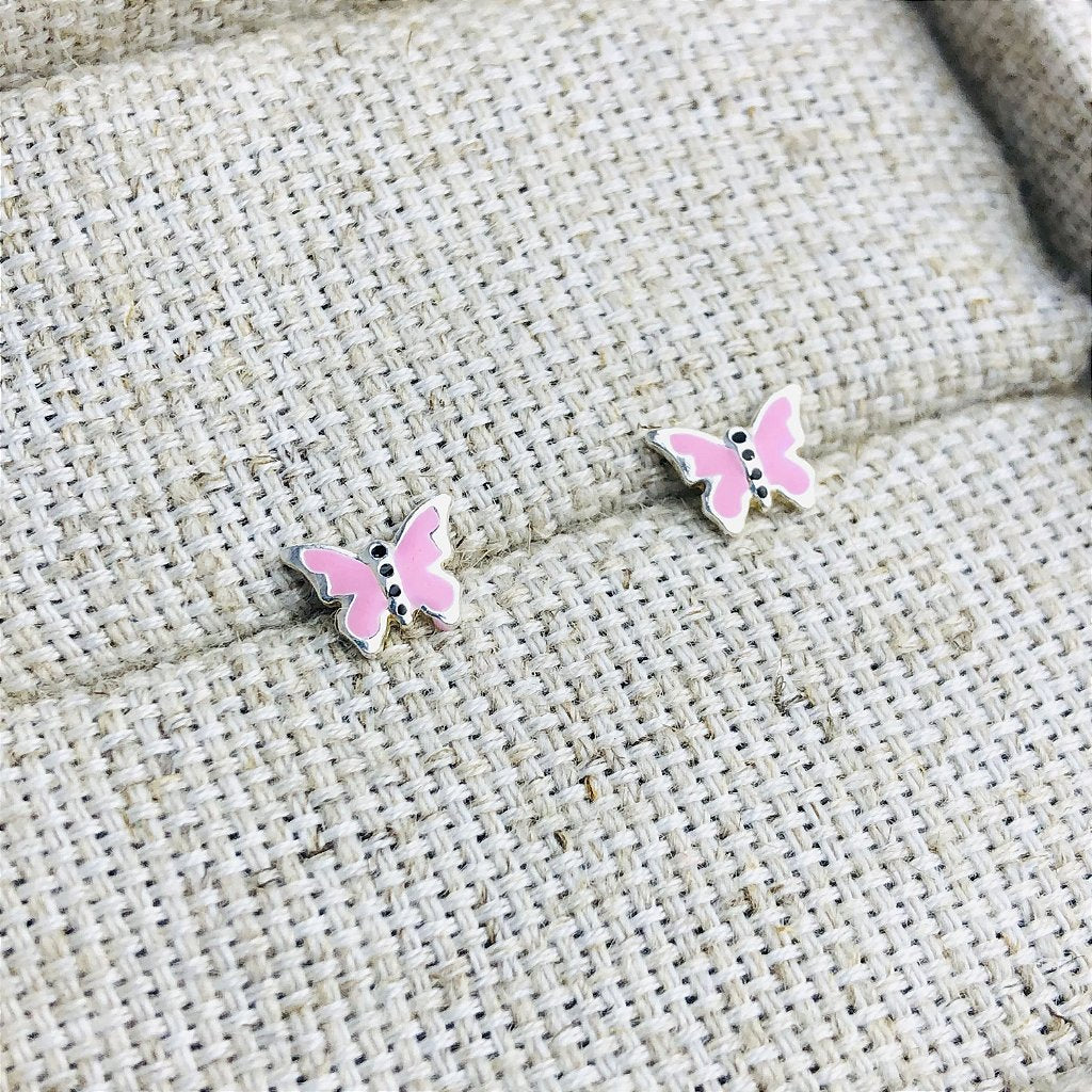 Brinco infantil borboleta rosa em prata 925 – Arena Plata (imagem 3)