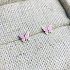 Brinco infantil borboleta rosa em prata 925 – Arena Plata (imagem 3)