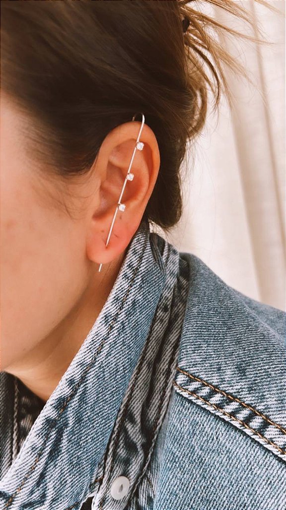 Ear Pin com 3 Zircônias em Prata 925 – Arena Plata (imagem 3)