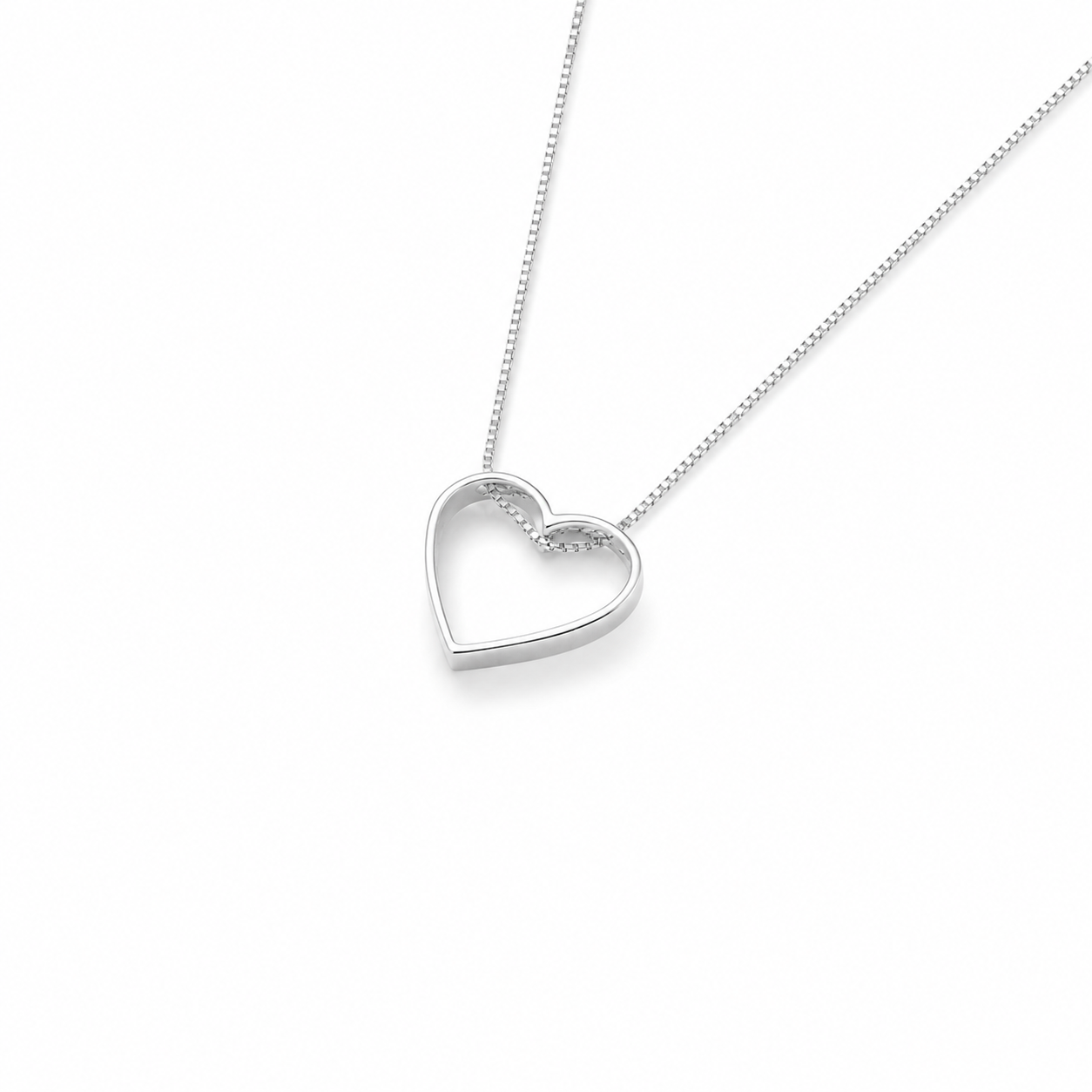 Colar coração vazado 45cm em prata 925 – Arena Plata (imagem 2)