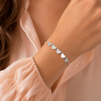 Pulseira 5 corações 17cm prata 925 (imagem 2)