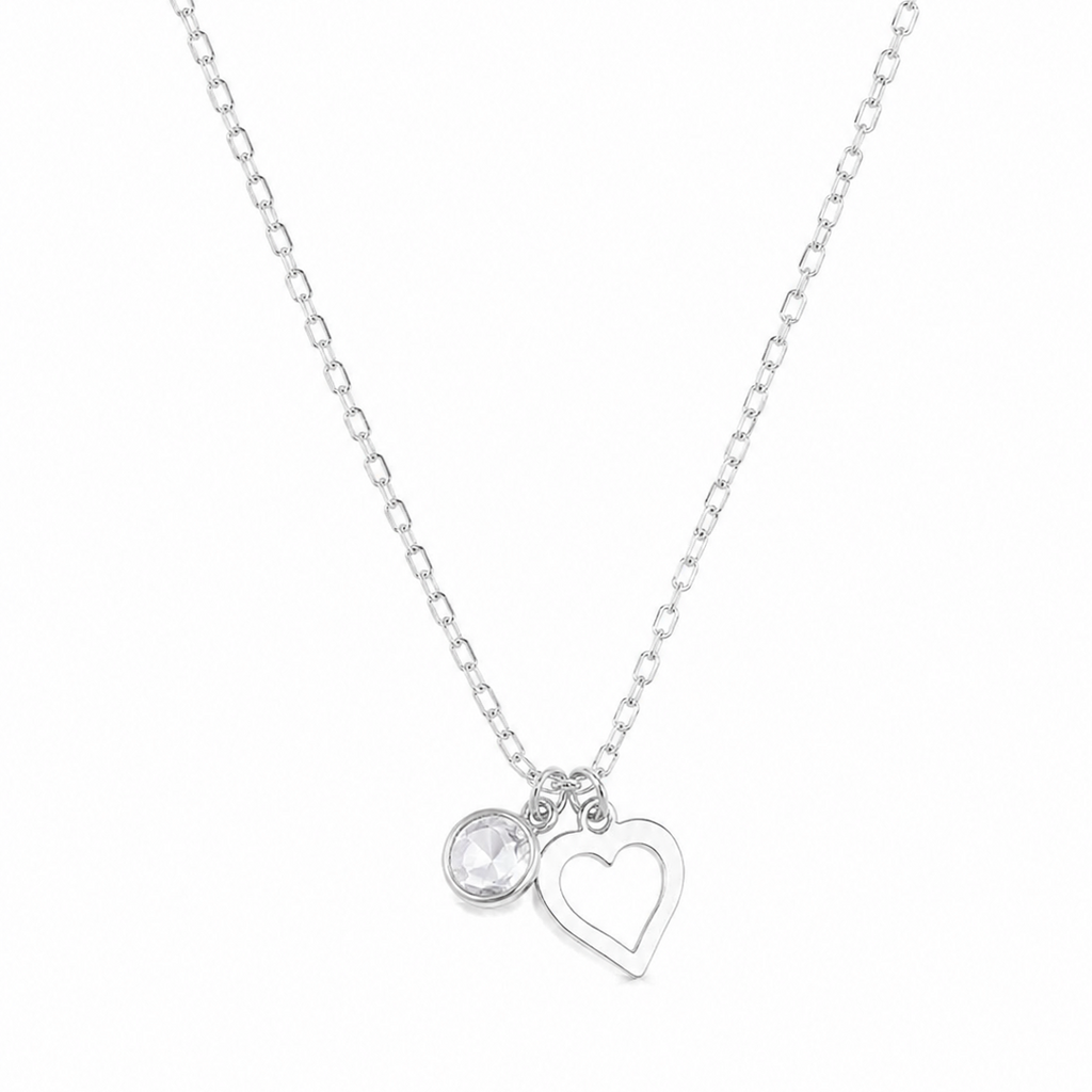 Choker Pingentes Coração Vazado e ponto de luz 35cm + extensor 8cm Prata 925 – Arena Plata (imagem 1)