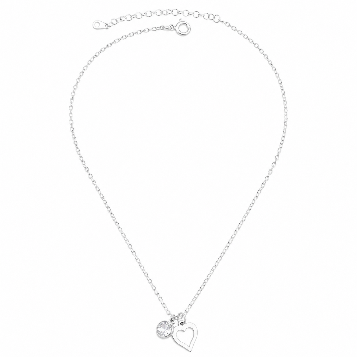 Choker Pingentes Coração Vazado e ponto de luz 35cm + extensor 8cm Prata 925 – Arena Plata (imagem 4)