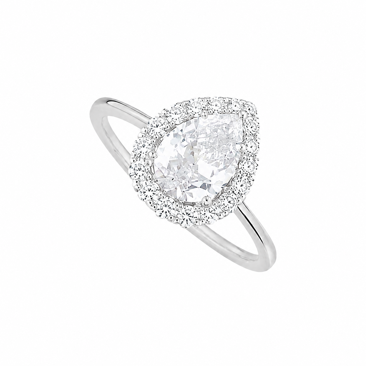 Anel Solitário Gota de Zircônia com Micro Zircônias em Prata 925 – Arena Plata (imagem 2)
