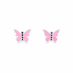 Brinco infantil borboleta rosa em prata 925 – Arena Plata (imagem 1)