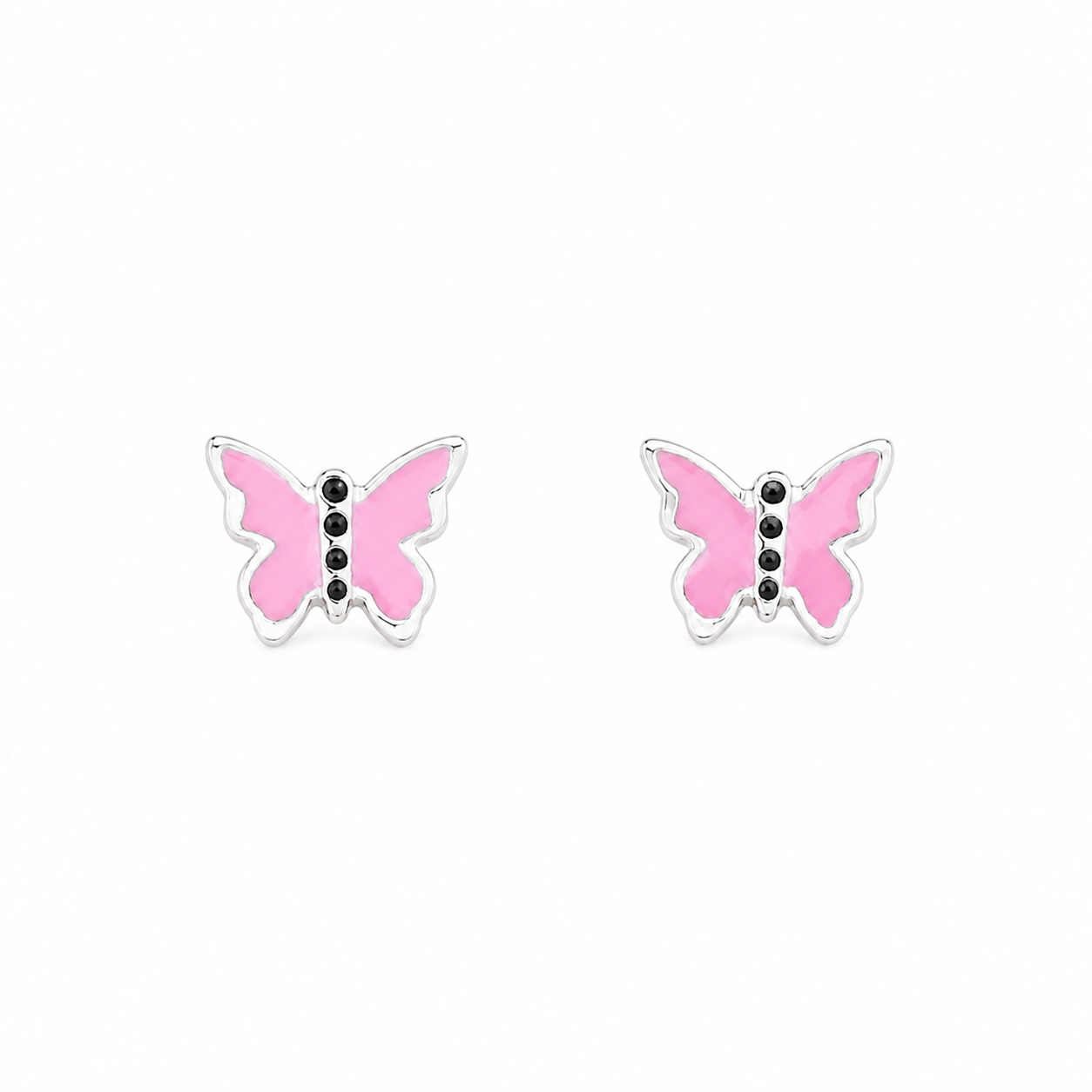 Brinco infantil borboleta rosa em prata 925 – Arena Plata (imagem 1)