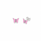 Brinco infantil borboleta rosa em prata 925 – Arena Plata (imagem 2)