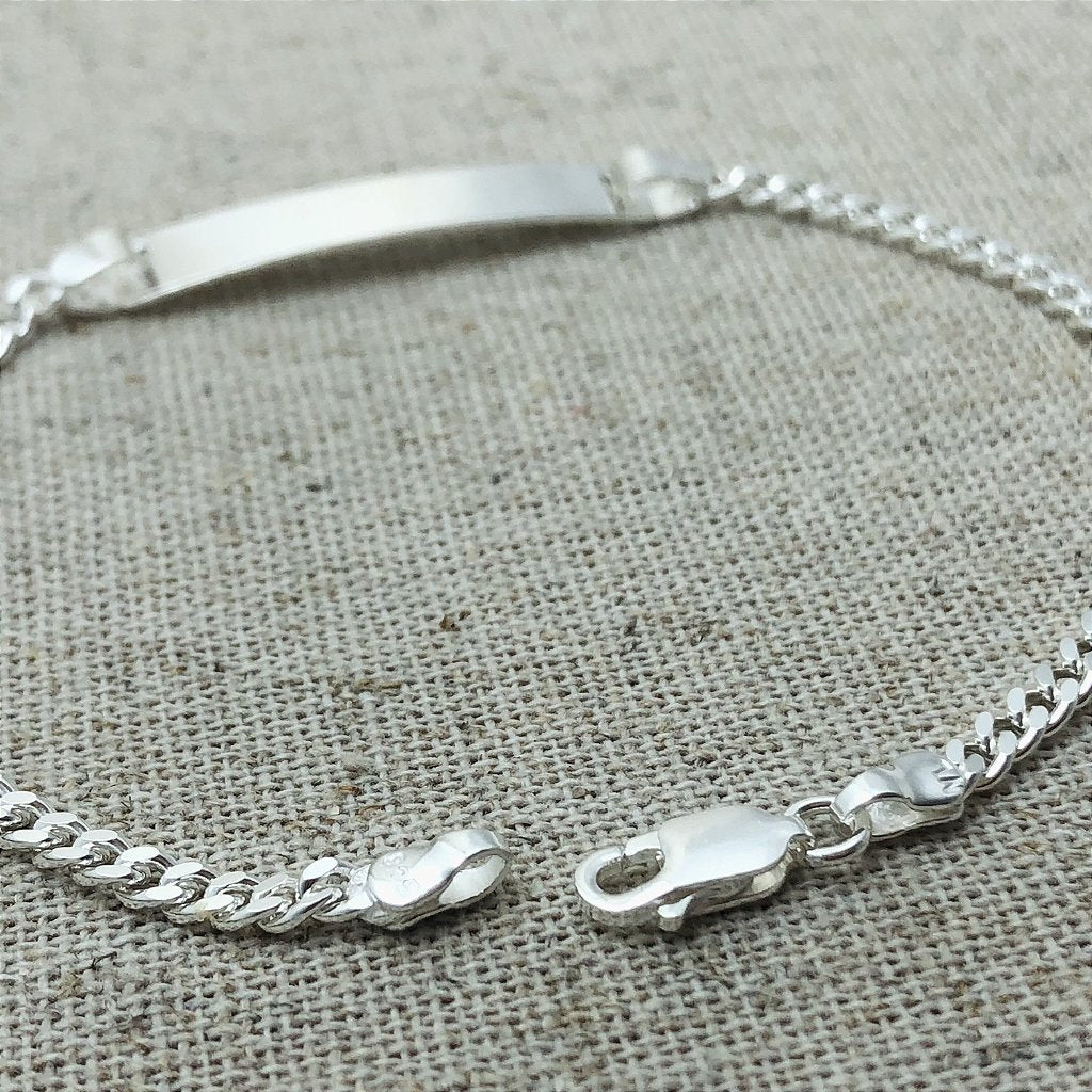 Pulseira Trama prata 925 com chapinha lisa (imagem 1)
