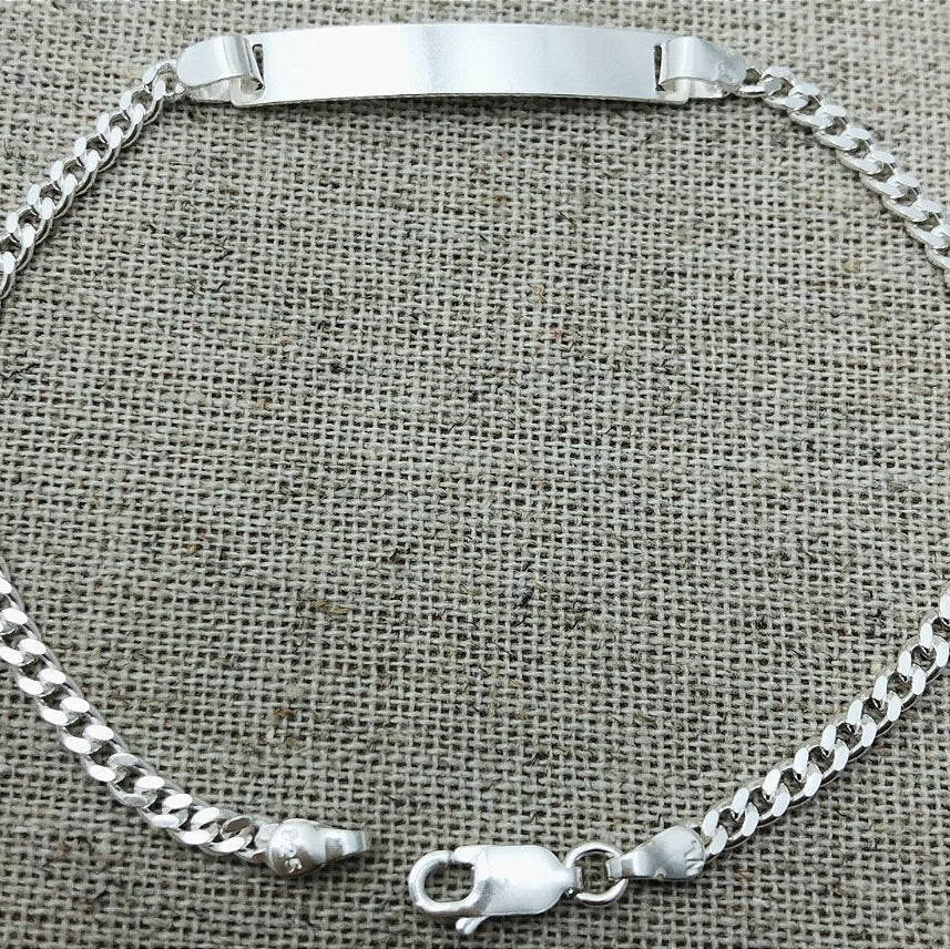 Pulseira Trama prata 925 com chapinha lisa (imagem 3)
