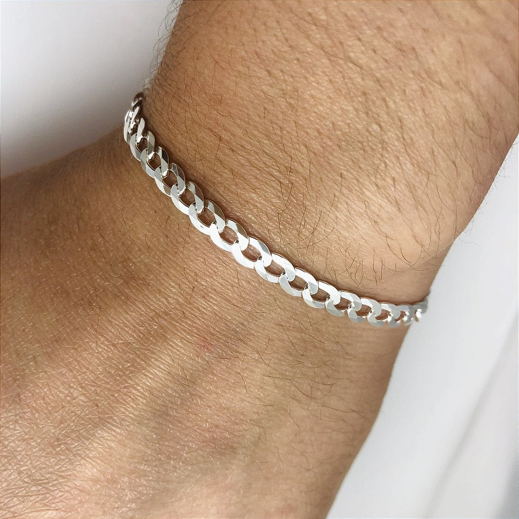 Pulseira Grumet 5mm prata 925 — detalhe dos elos