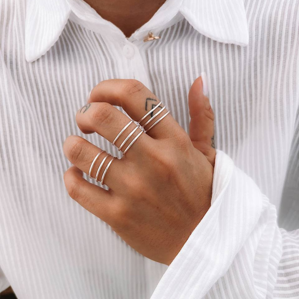 Anel minimalista aros ajustável em prata 925 – Arena Plata (imagem 2)